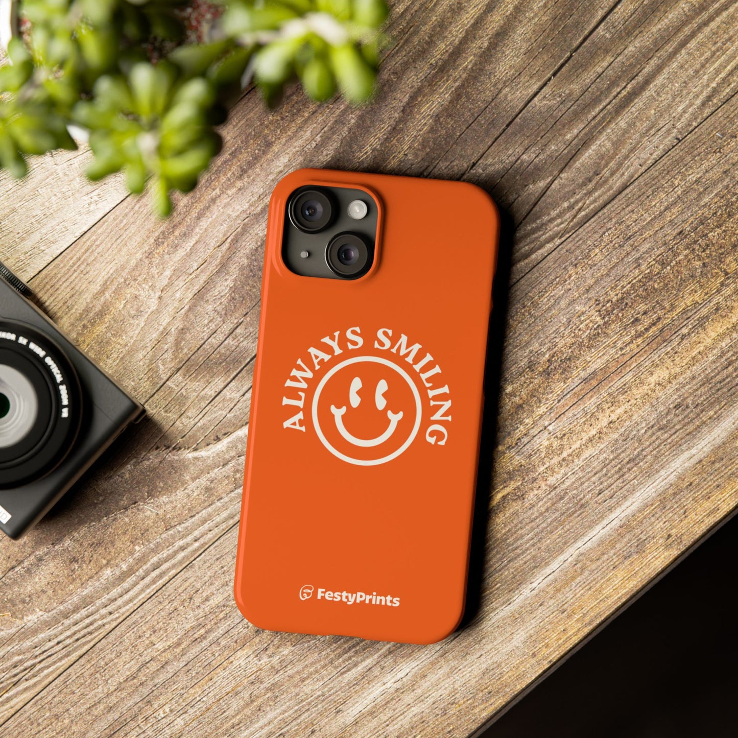 Always Smiling iPhone 15 Orange Phone Case